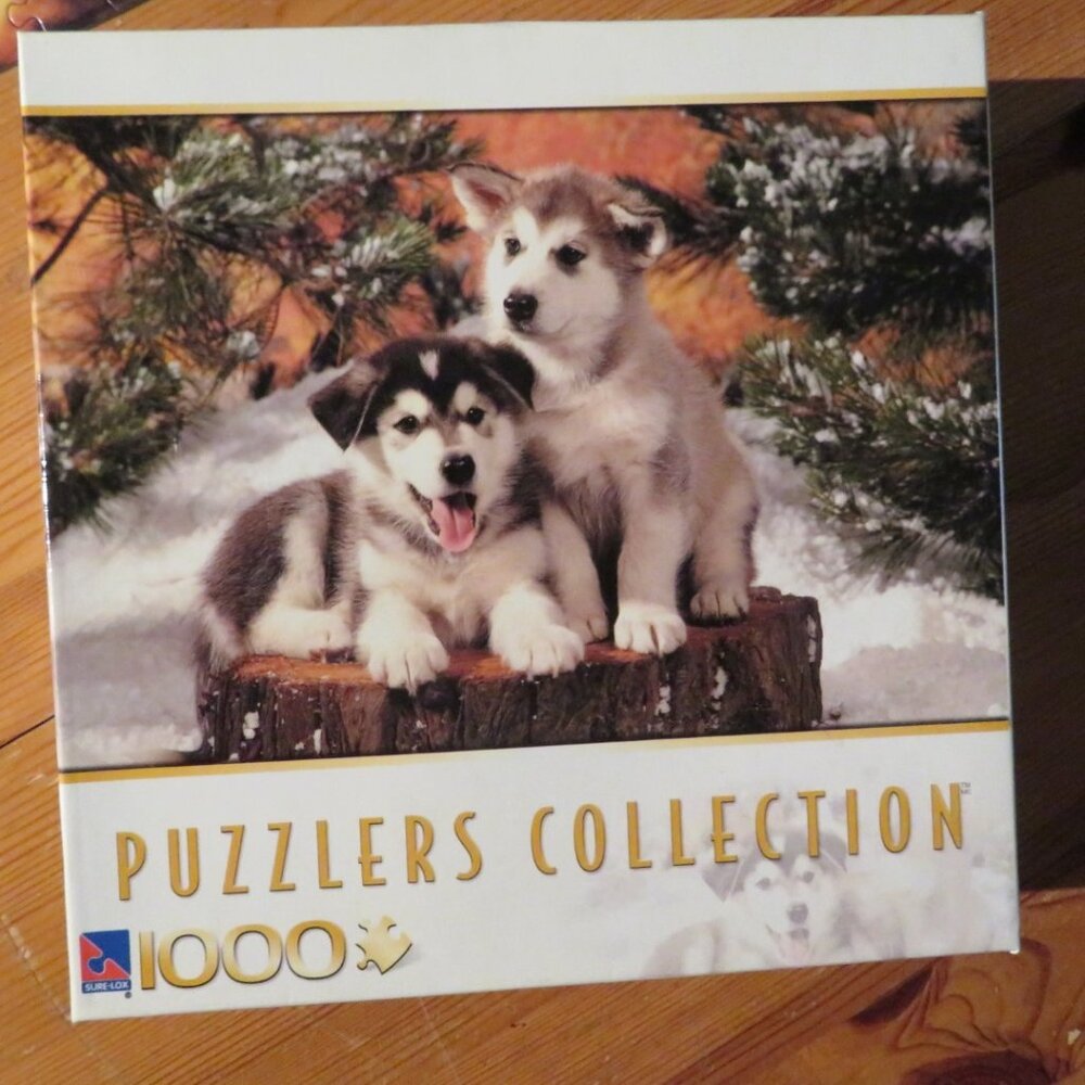 Sure-Lox Two Husky Puppies Ready to Race 1000 Piece COMPLETE (P160)